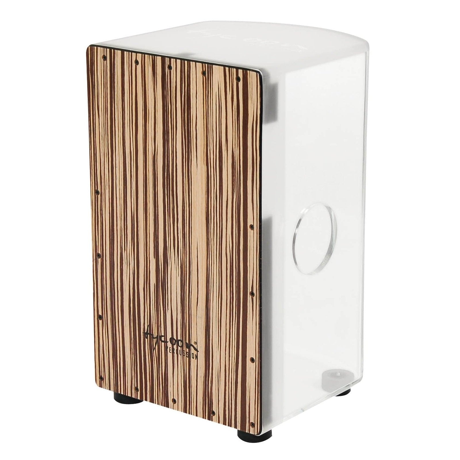 Tycoon 29 Roundback Acrylic Cajon w/White Zebra Wood Front Plate