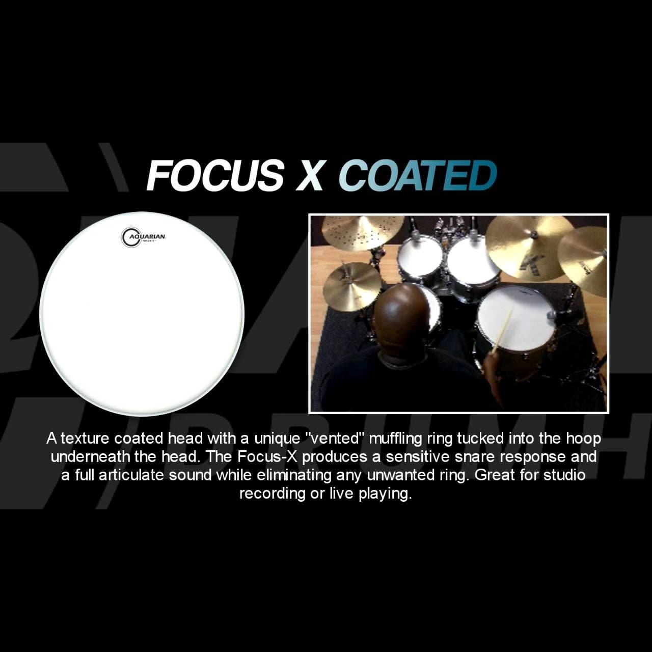 Aquarian Texture Coated Focus-X Power Dot Drumhead 16