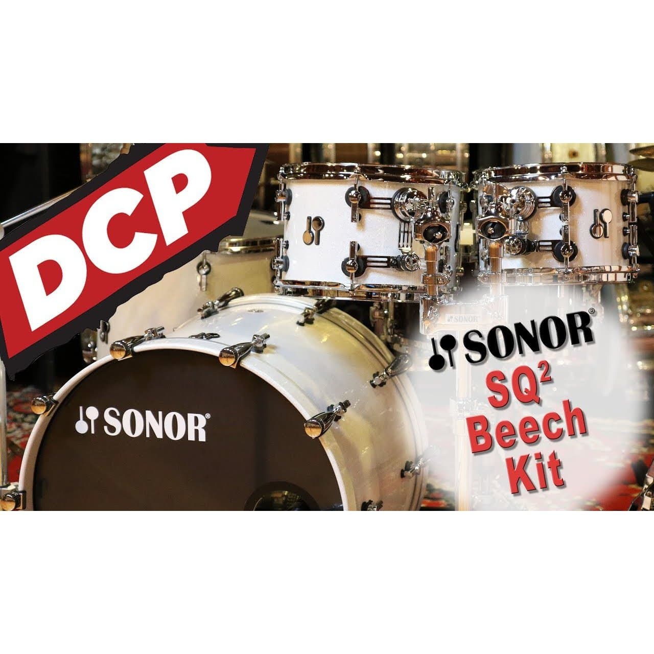 Sonor SQ2 Beech 4pc Drum Set White Sparkle Lacquer