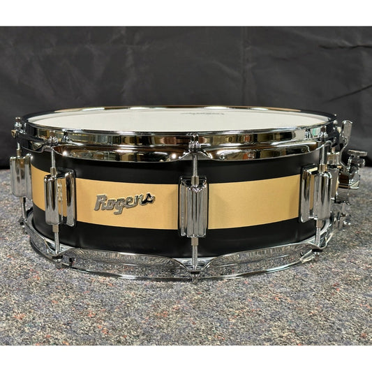 Used Rogers Tower Limited Edition Snare Drum 14x5 Satin Black/Gold Duco