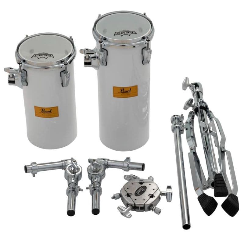 Pearl Rocket Toms with Stand 12 & 15" - White