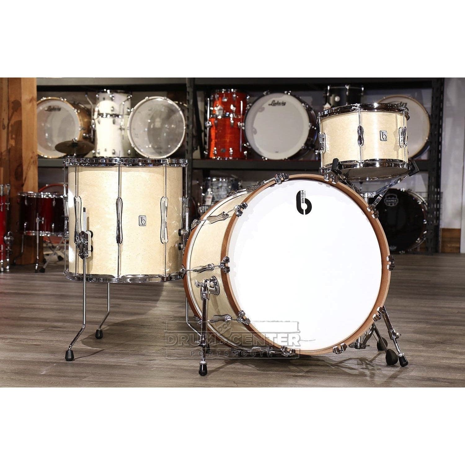 British Drum Company Lounge Series Club 3pc Drum Set 12/16/22 - Wiltshire White