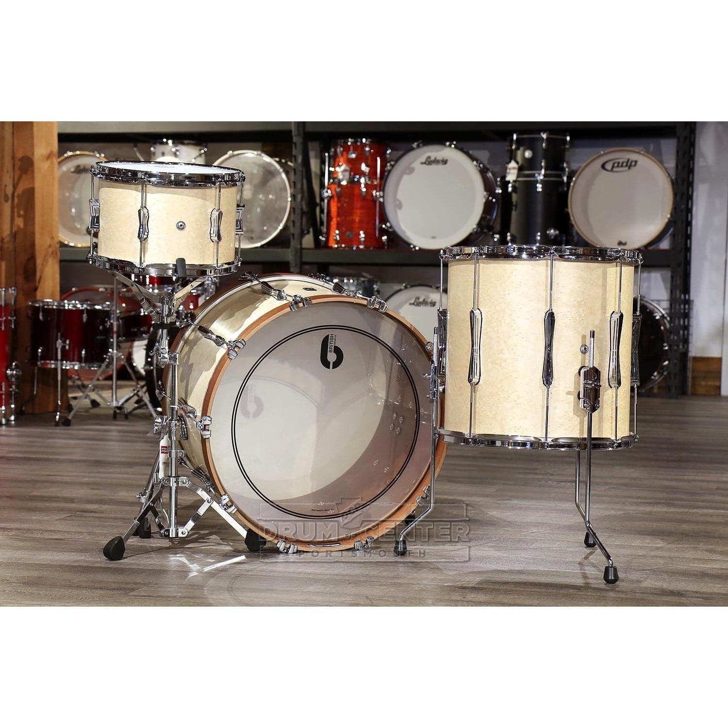 British Drum Company Lounge Series Club 3pc Drum Set 12/16/22 - Wiltshire White