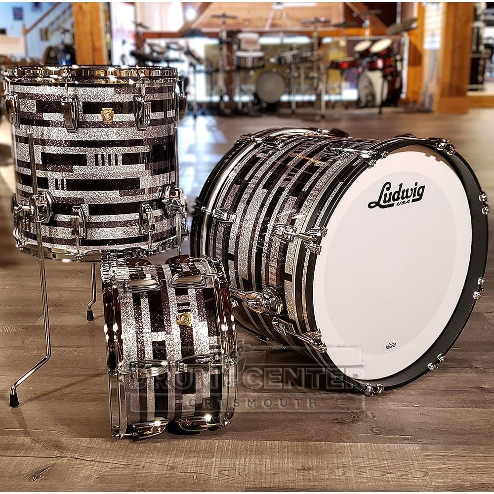Ludwig Classic Maple 3pc 20/12/14 Drum Set Digital Black Sparkle