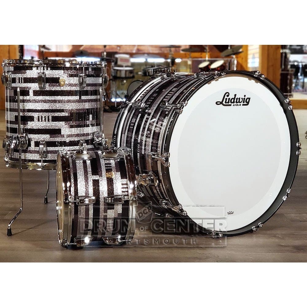 Ludwig Classic Maple 3pc 24/13/16 Drum Set Digital Black Sparkle