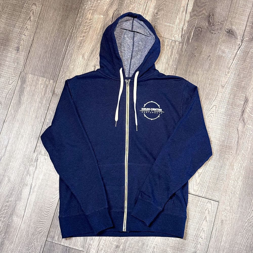 DCP Apparel : Full Zip Hoodie, Navy Blue w/NEW White Logo, Medium