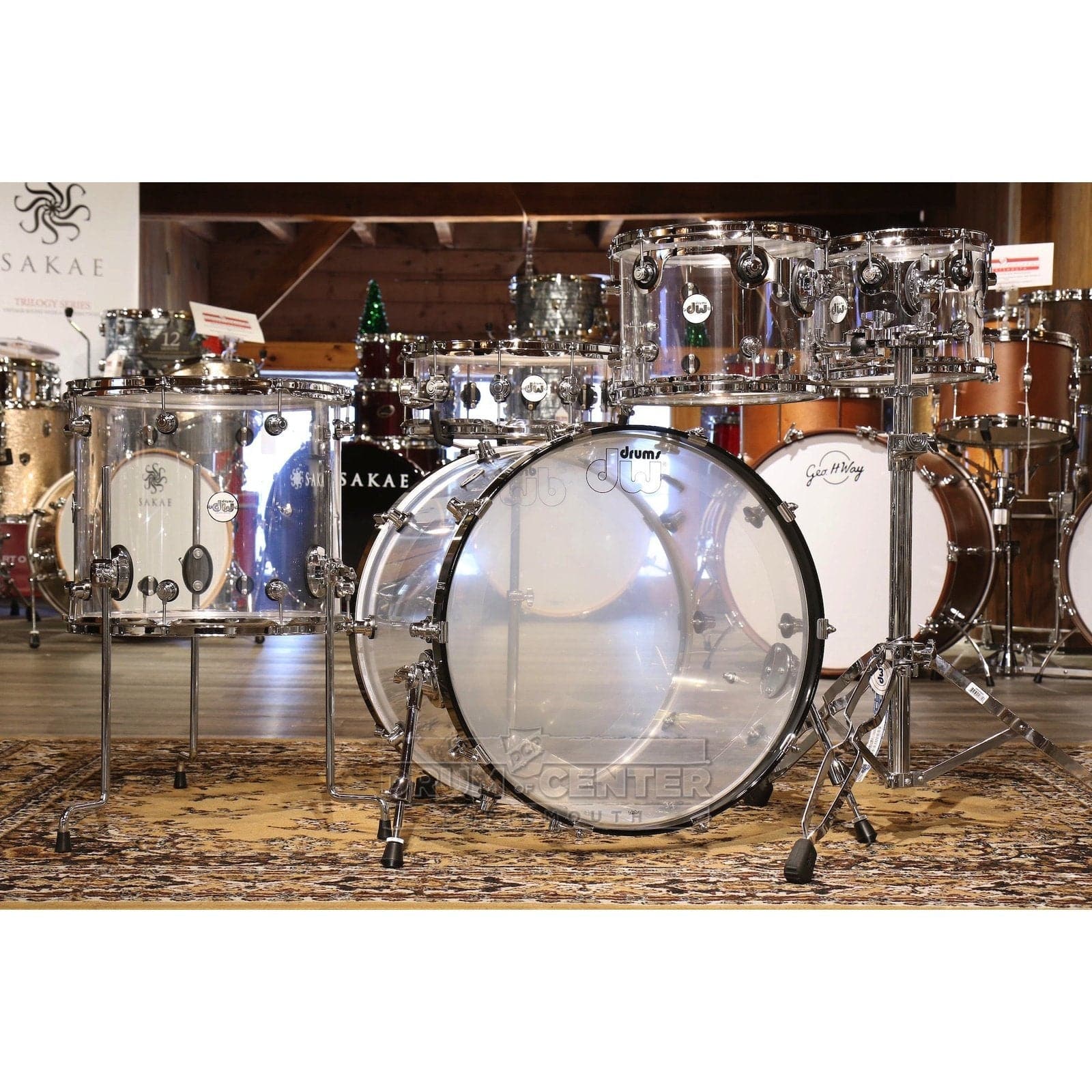 DW Design 5pc Drum Set Clear Acrylic