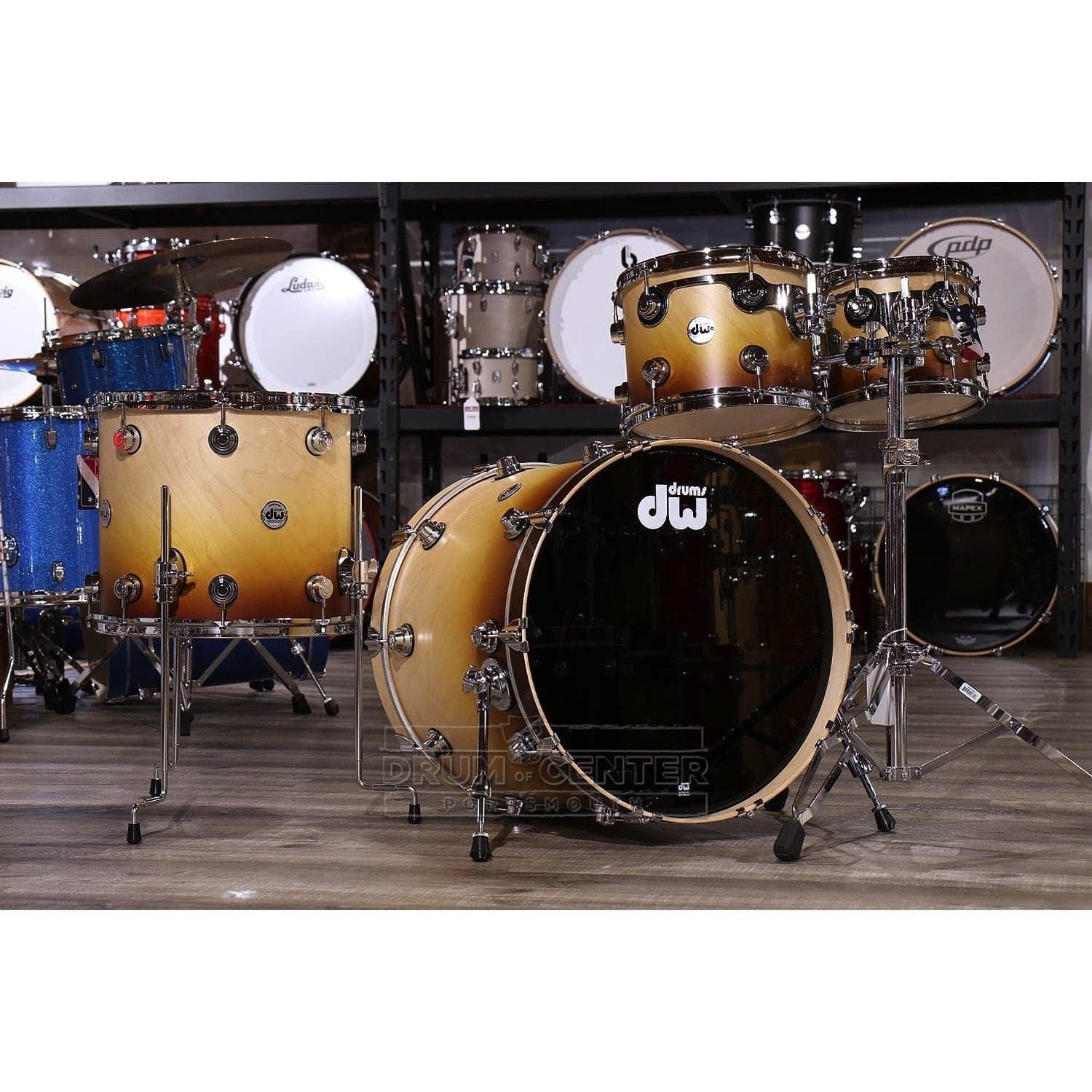 Used DW Collectors Pure Maple 4pc Drum Set Satin Natural/Burnt Toast Fade