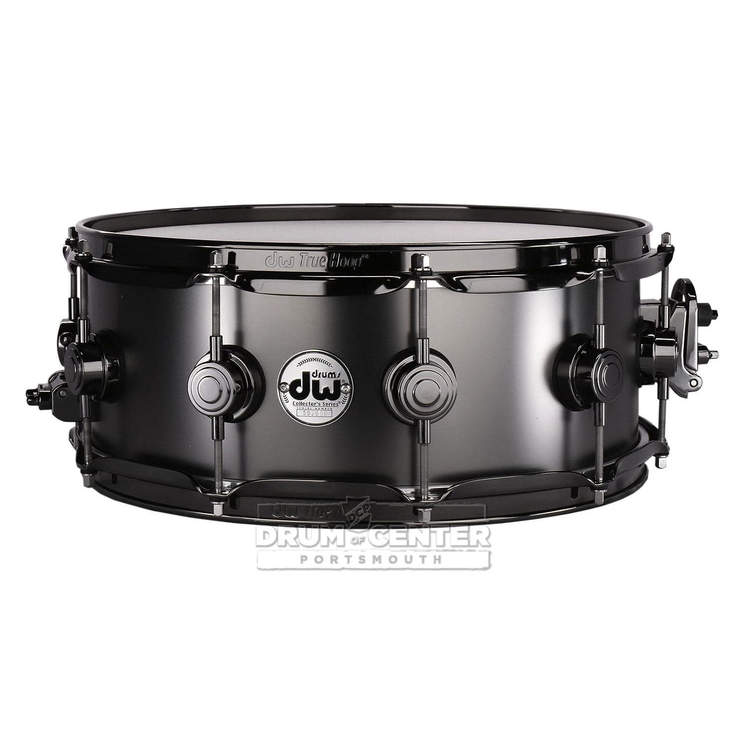 DW Collectors Series Satin Black Brass Snare Drum - 14x5.5 - Black Nickel Hardware