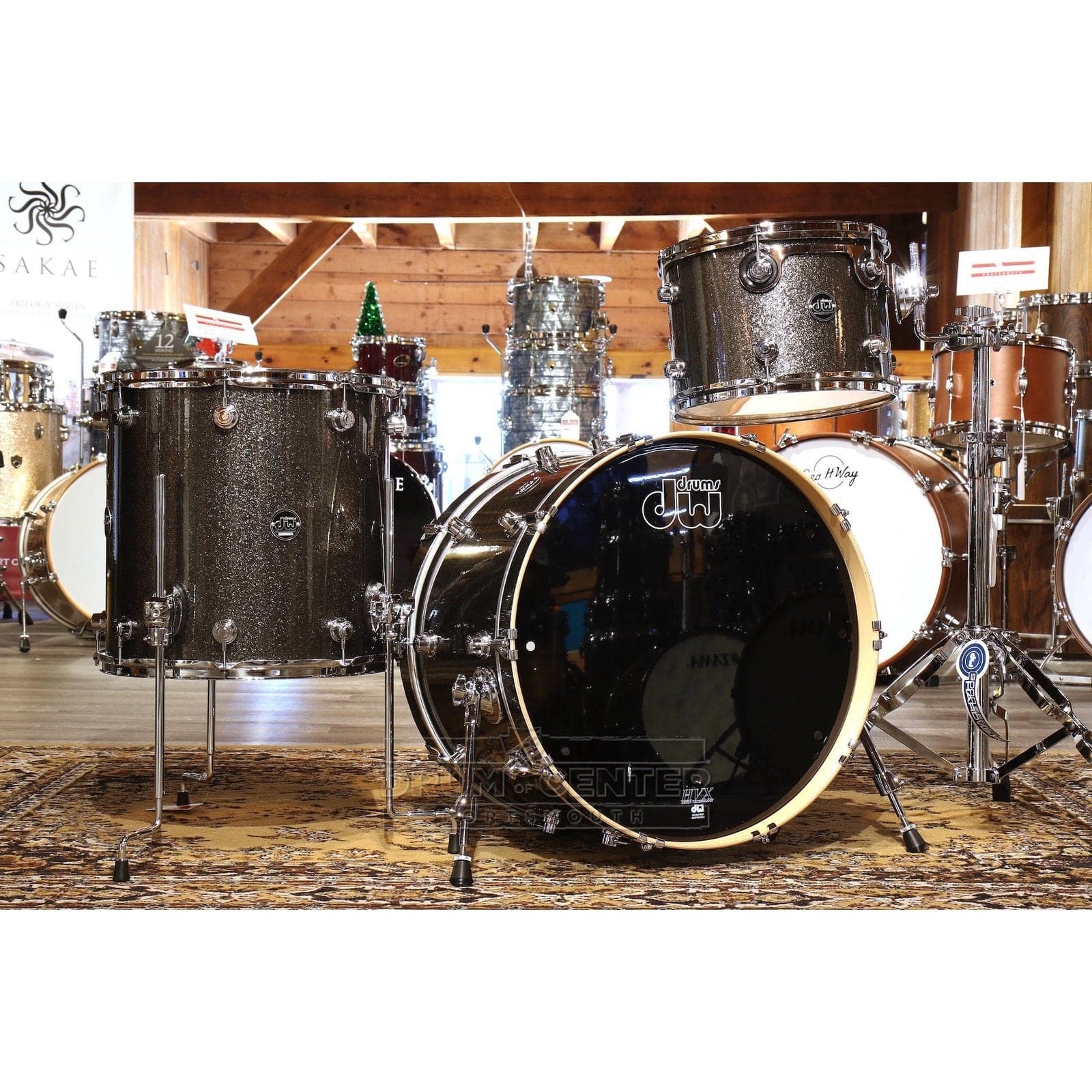 DW Performance 3pc Rock Drum Set 22/13/16 Pewter Sparkle FinishPly