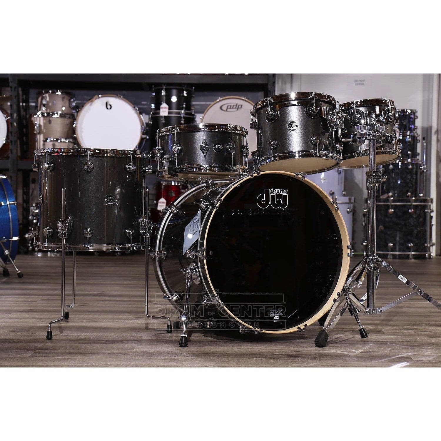 DW Performance 5pc Drum Set 22/10/12/16/14 Gun Metal Metallic Lacquer