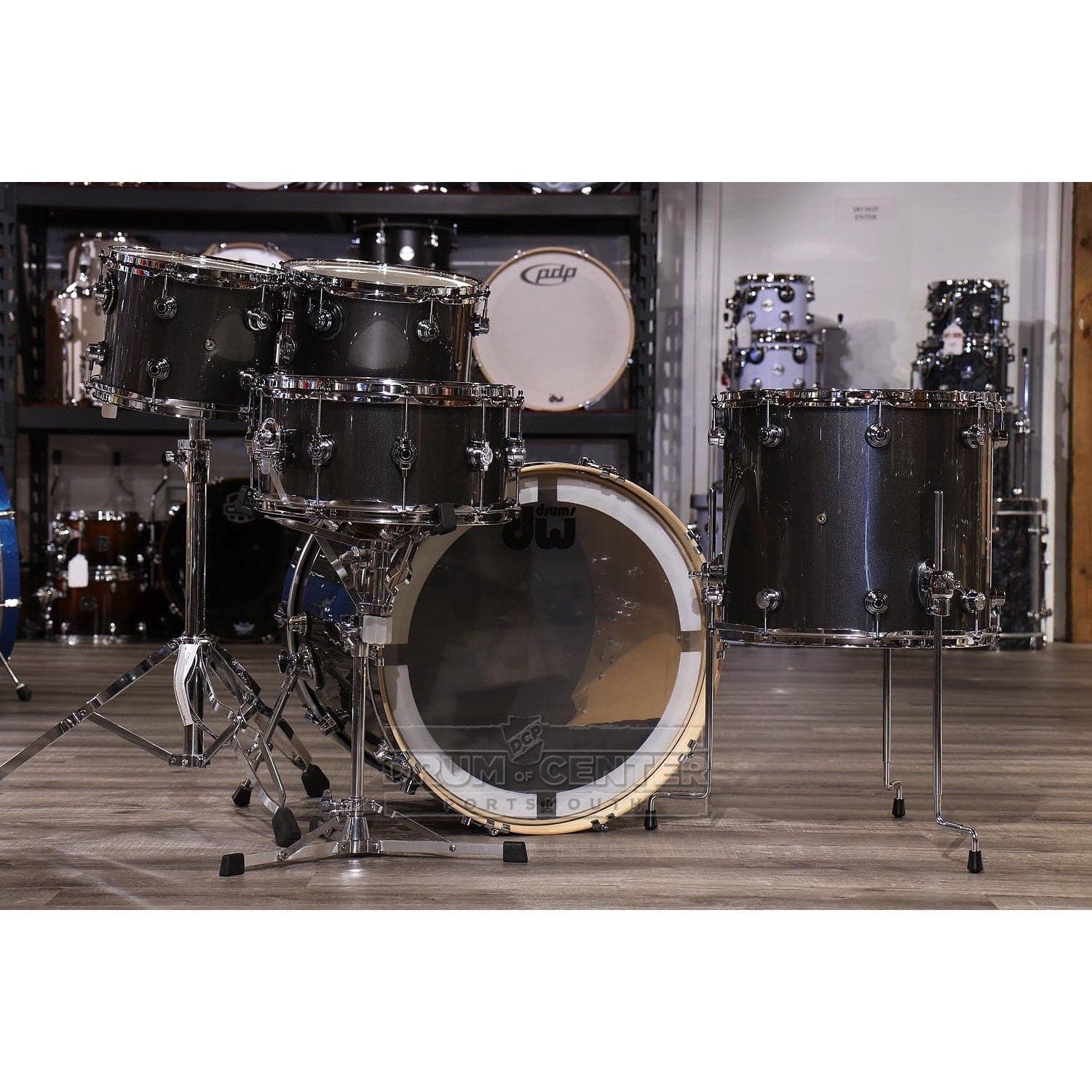 DW Performance 5pc Drum Set 22/10/12/16/14 Gun Metal Metallic Lacquer