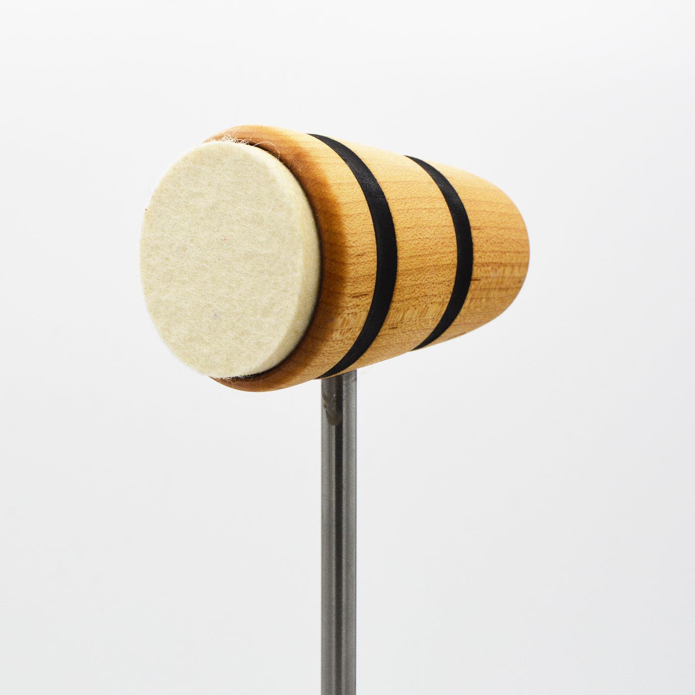 Low Boy Bass Drum Beaters - Felt Daddy, Natural with Black Stripes