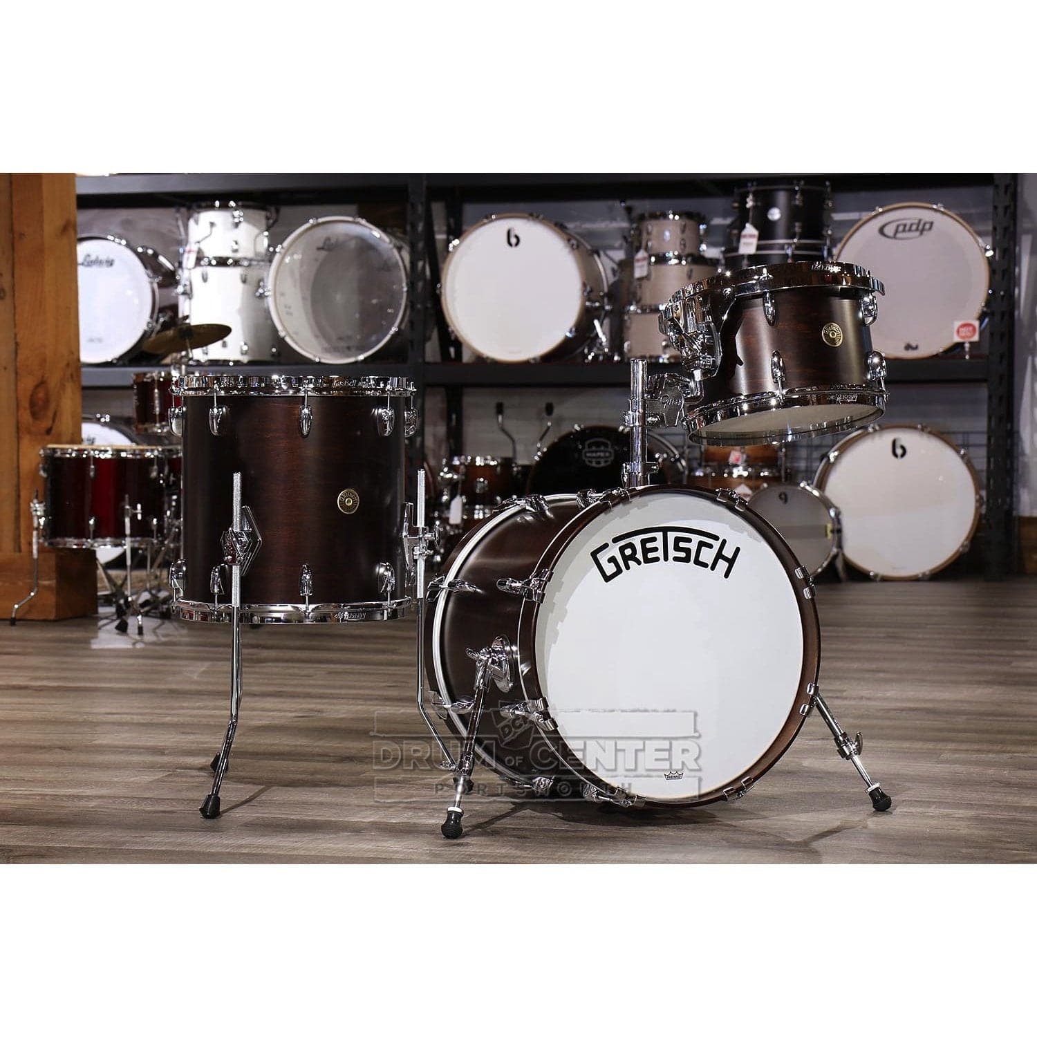 Gretsch Broadkaster 3pc Drum Set 18/12/14 Satin Antique Maple w/Mount