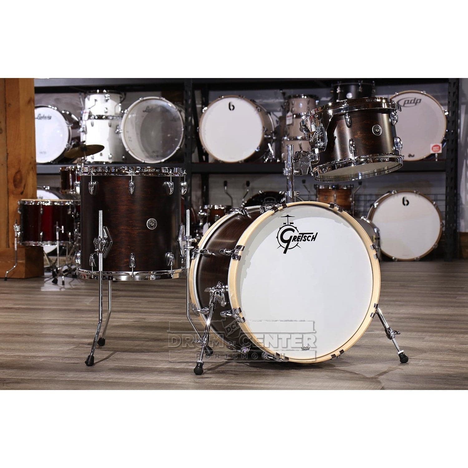 Gretsch Brooklyn 3pc Drum Set 20/12/14 Satin Antique Maple w/Mount