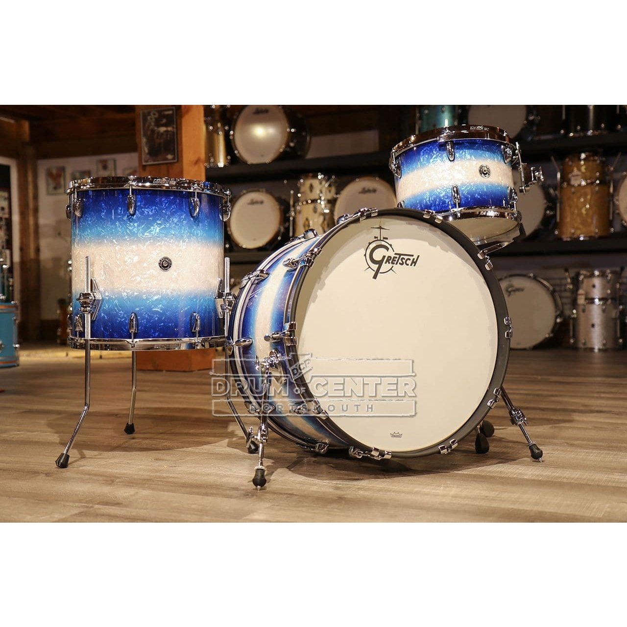 Used Gretsch Brooklyn 3pc Classic Drum Set Blue Burst