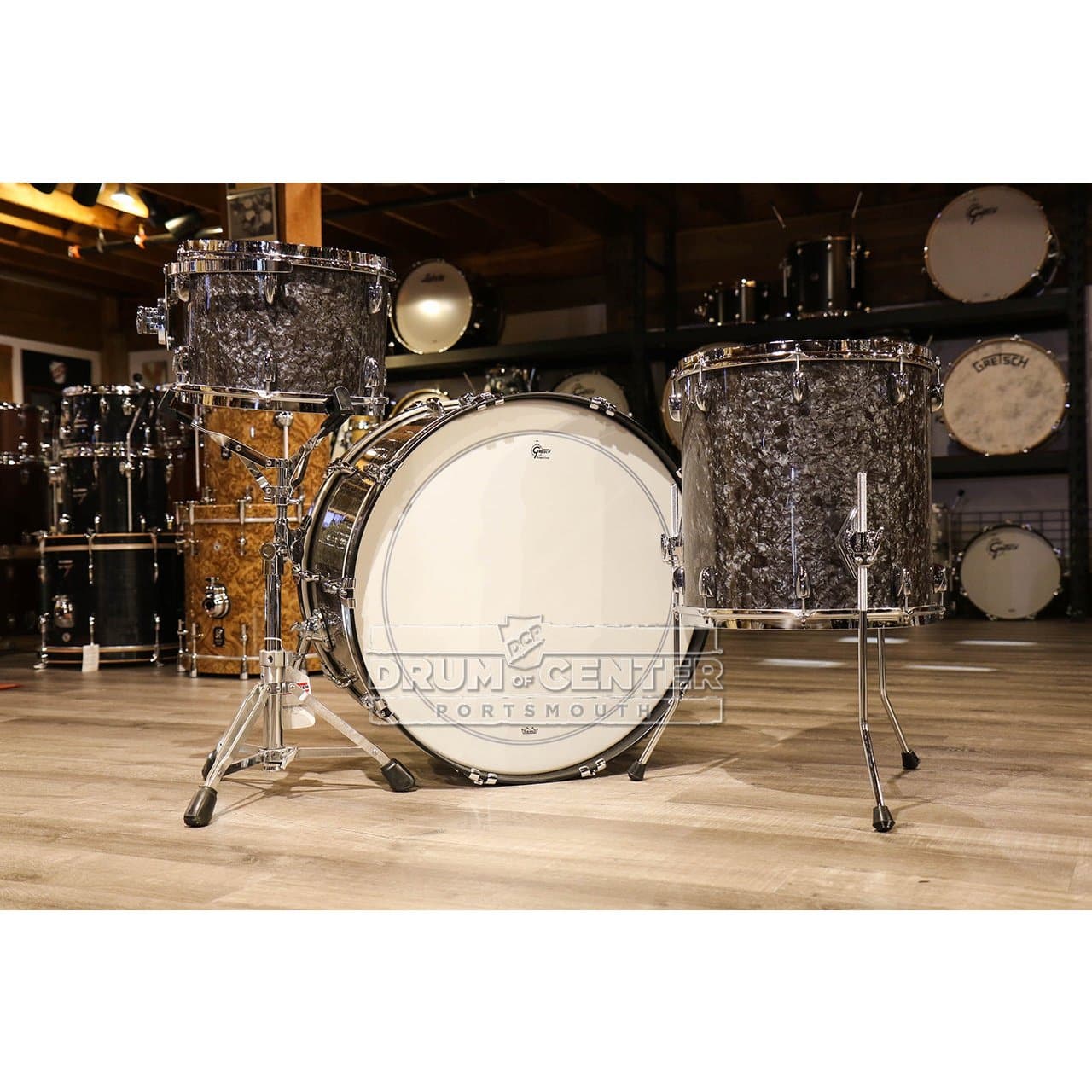 Gretsch Brooklyn 3pc Rock Drum Set Deep Black Marine Pearl