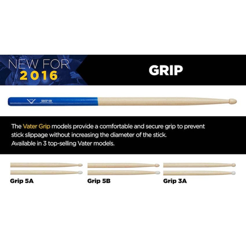 Vater Drum Sticks : Grip 3A Wood Tip