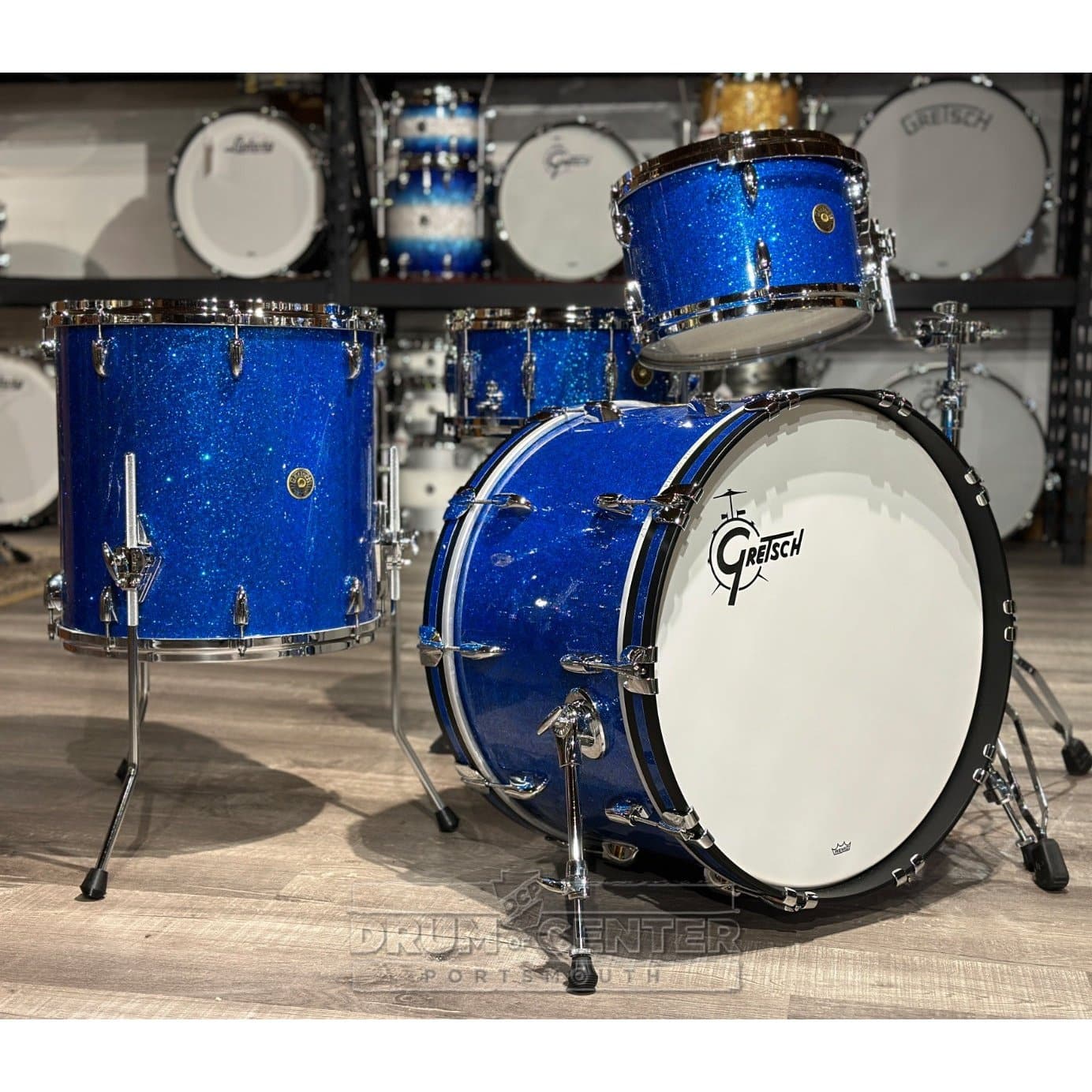 Gretsch USA Custom 4pc Drum Set Blue Glass Nitron
