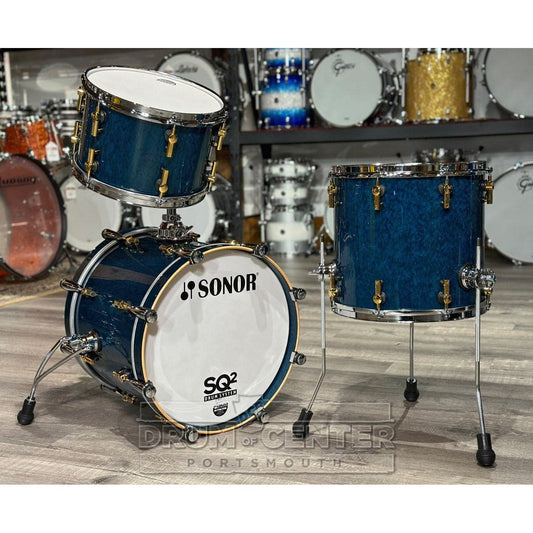 Sonor SQ2 Maple 3pc Drum Set Birdseye Azure Gloss w/Chrome & Gold Hardware