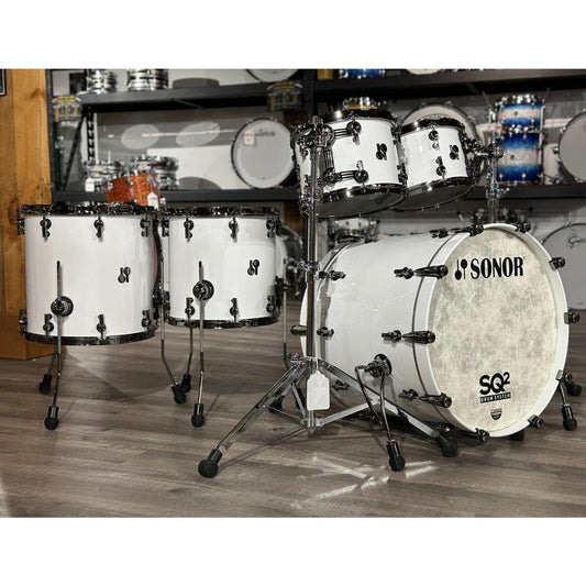 Sonor SQ2 Beech/Maple 5pc Drum Set Solid White Gloss w/Black Hardware