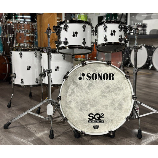 Sonor SQ2 Beech/Maple 5pc Drum Set Solid White Gloss w/Black Hardware