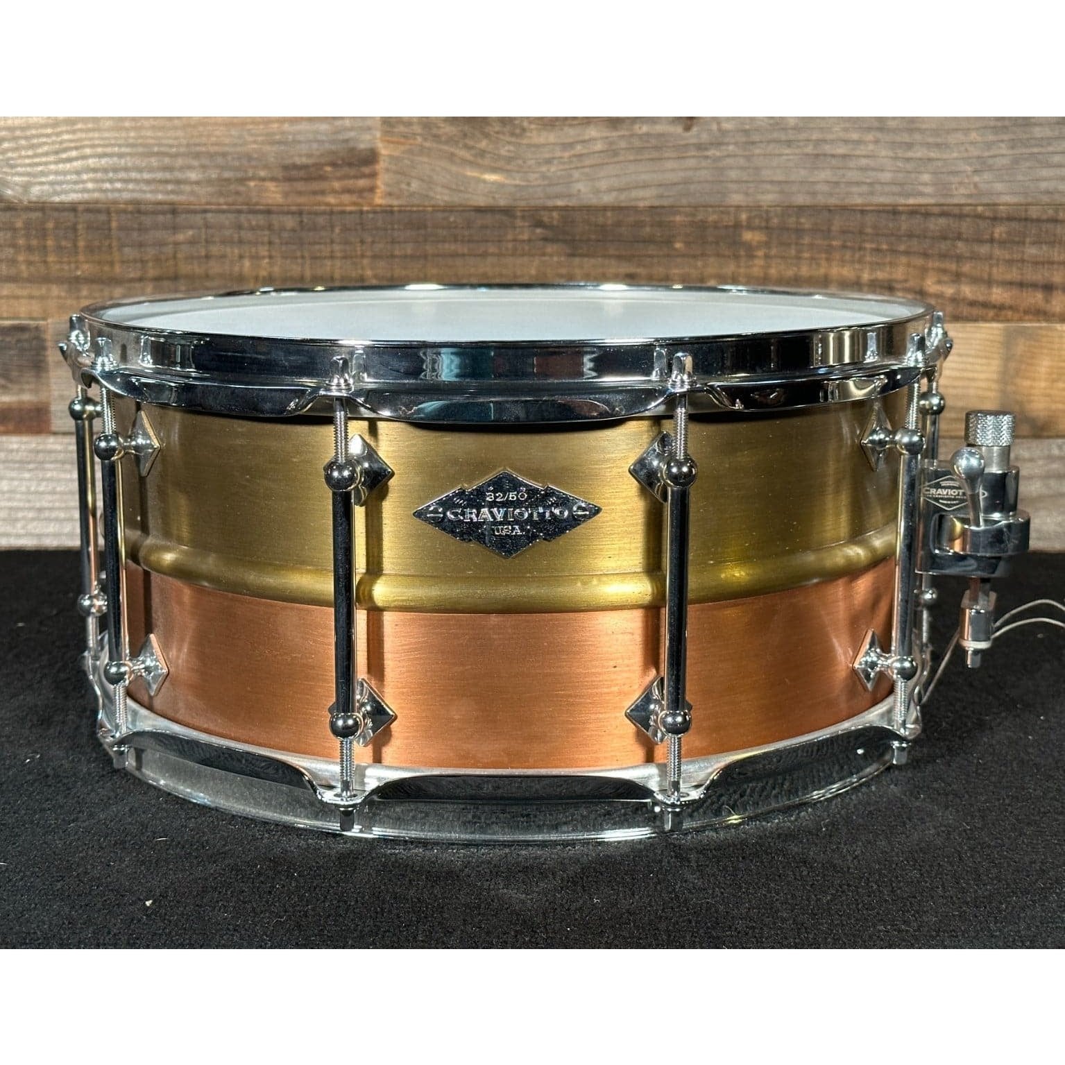 Used Craviotto/AK Brass/Copper Snare Drum 14x6.5