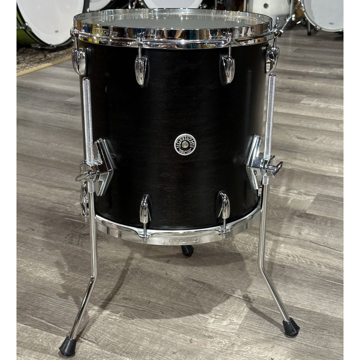 Used Gretsch Brooklyn 3pc Drum Set Satin Dark Ebony w/ Natural Hoops