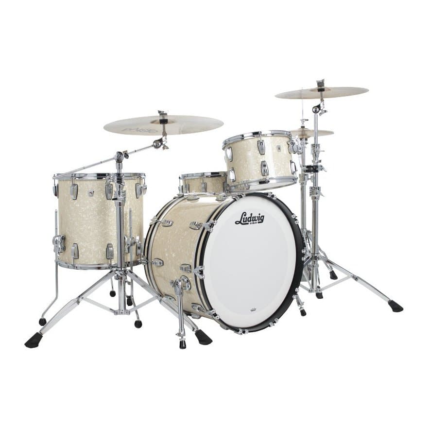Ludwig Classic Oak 3pc Fab Drum Set Vintage White Marine