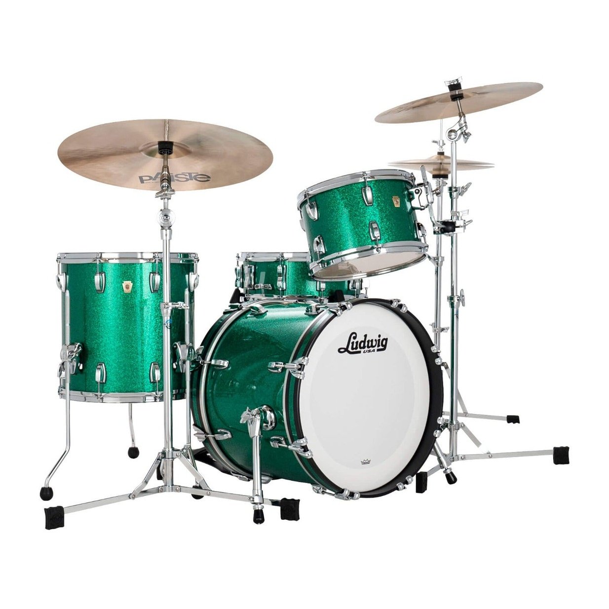 Ludwig Classic Maple 3pc Jazzette Drum Set Green Sparkle
