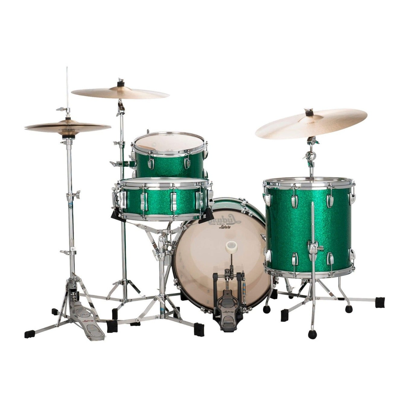 Ludwig Classic Maple 3pc Jazzette Drum Set Green Sparkle