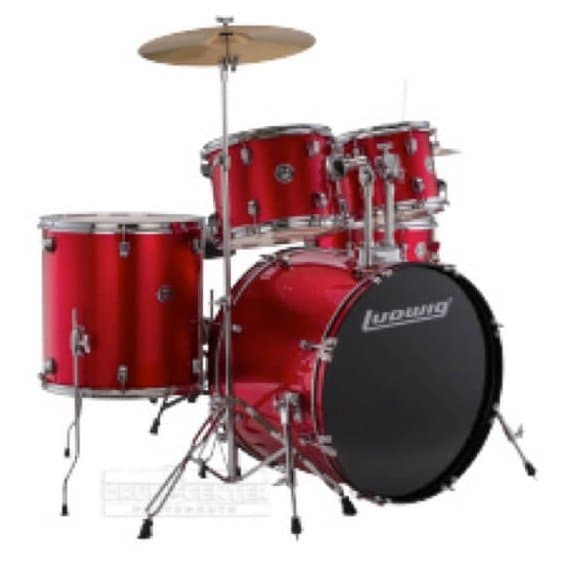 Ludwig Accent Drive 5pc Drum Set w/ Cymbals Red Foil