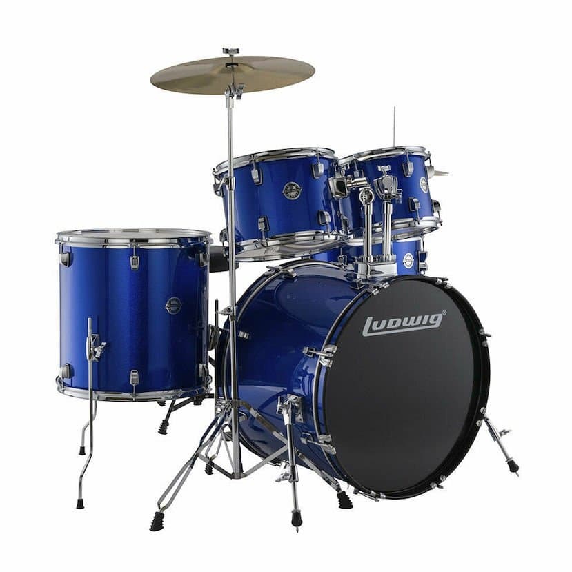 Ludwig Accent Drive 5pc Drum Set w/ Cymbals Blue Foil