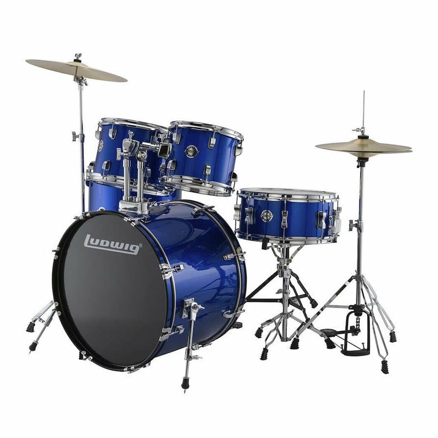 Ludwig Accent Drive 5pc Drum Set w/ Cymbals Blue Foil