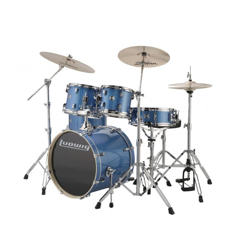 Ludwig Element Evolution 5pc Drum Set with Zildjian I Series Cymbals - 20 Set - Blue Sparkle