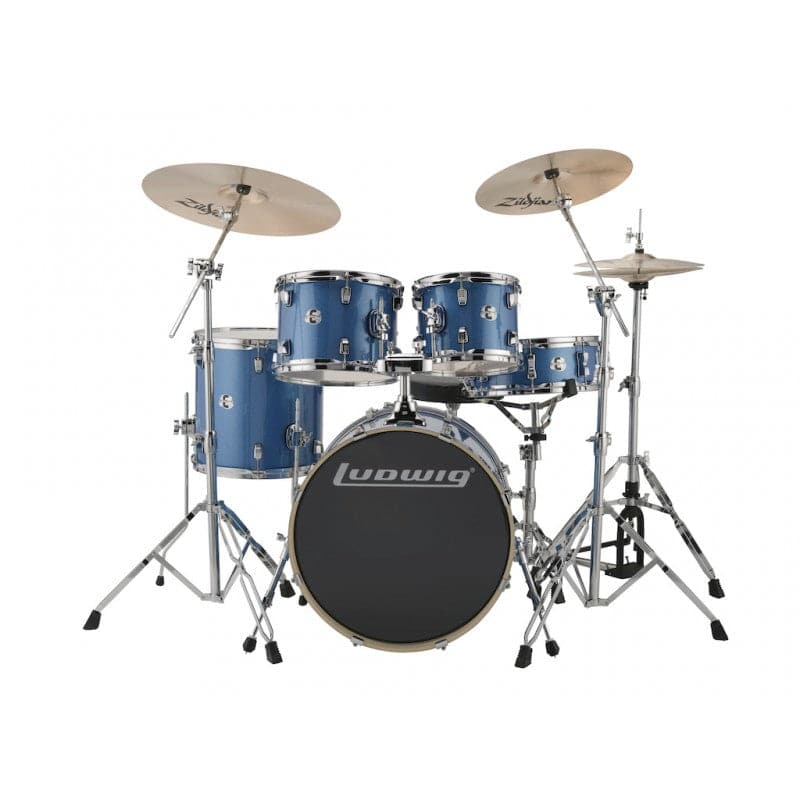 Ludwig Element Evolution 5pc Drum Set with Zildjian I Series Cymbals - 20 Set - Blue Sparkle