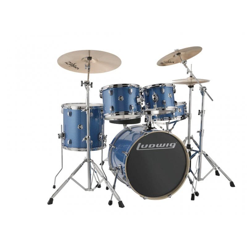 Ludwig Element Evolution 5pc Drum Set with Zildjian I Series Cymbals - 20 Set - Blue Sparkle