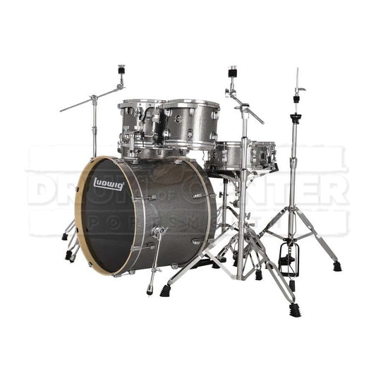 Ludwig Evolution 5pc Drum Set with Cymbals and Hardware Platinum Sparkle