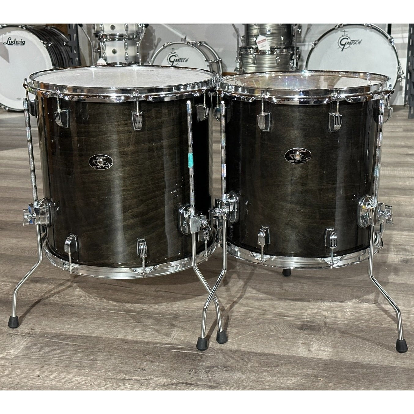 Used Ludwig Evolution Maple 7pc Drum Set Transparent Black