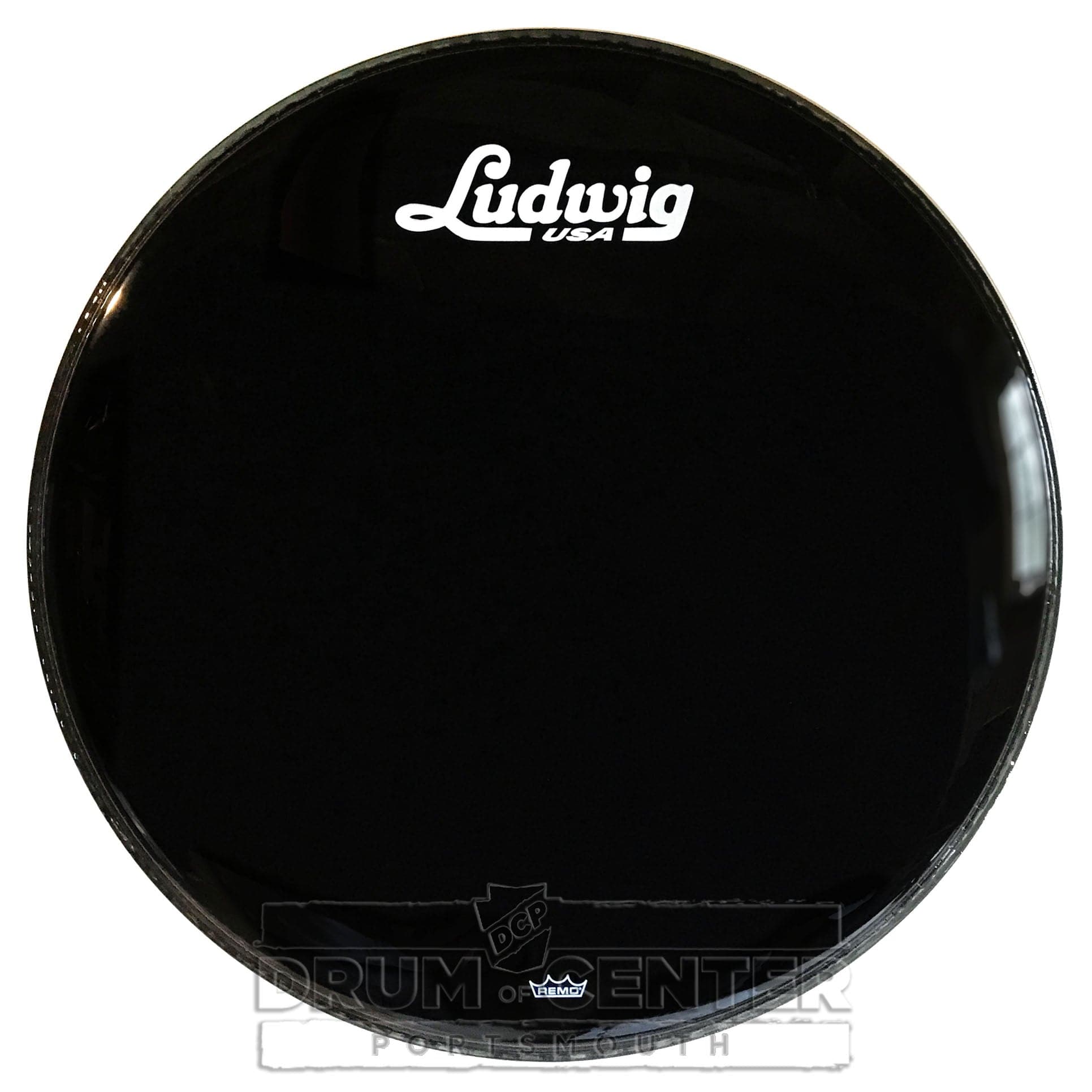 Ludwig Bass Drum Logo Head : 18" Powerstroke 3 Ebony w/ Script Logo