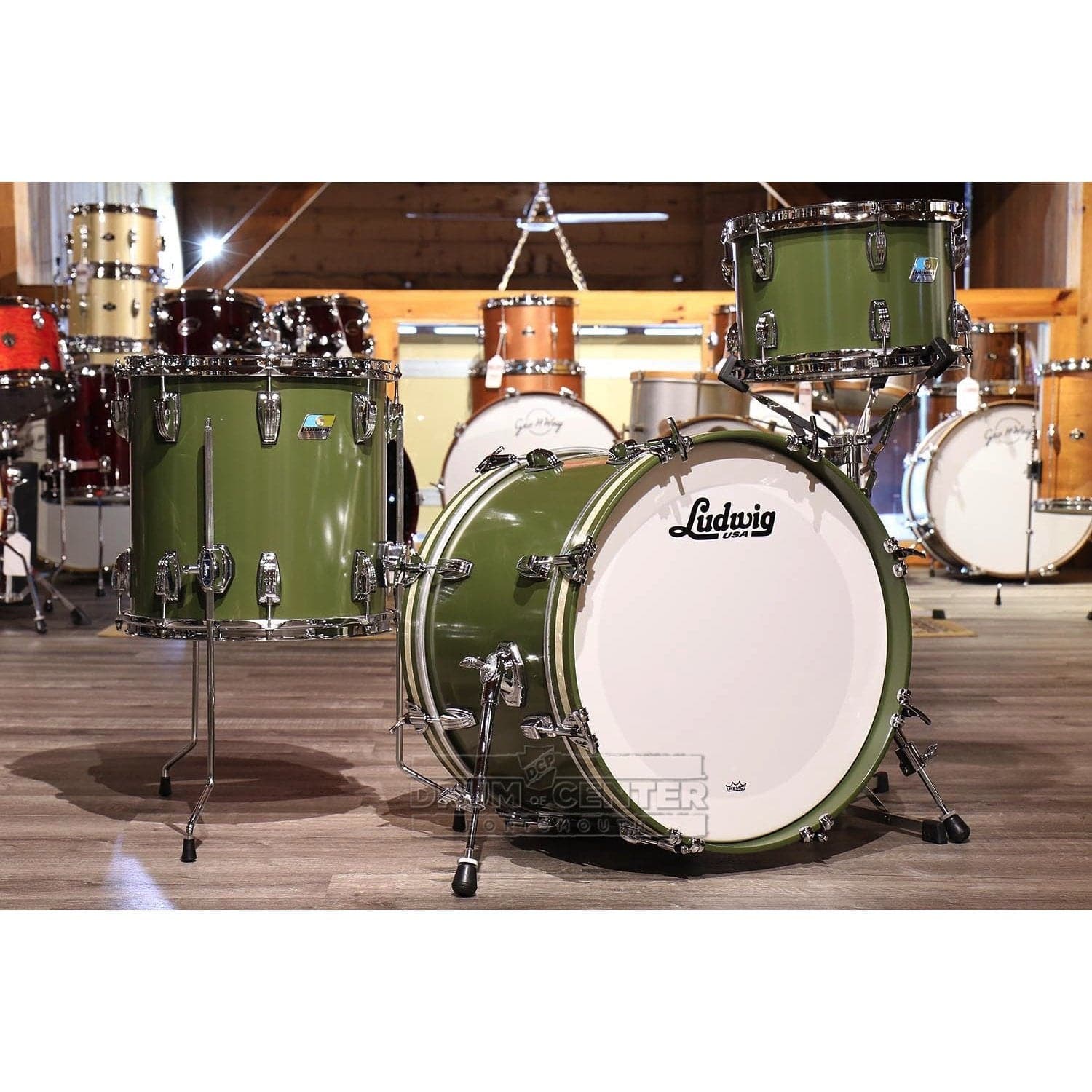 Ludwig Classic Maple 3pc Downbeat Drum Set Heritage Green