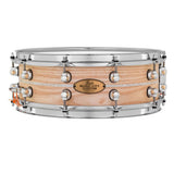 Pearl Music City Custom Solid Ash 14x5 Snare Drum - Natural With Marine Pearl Inlay