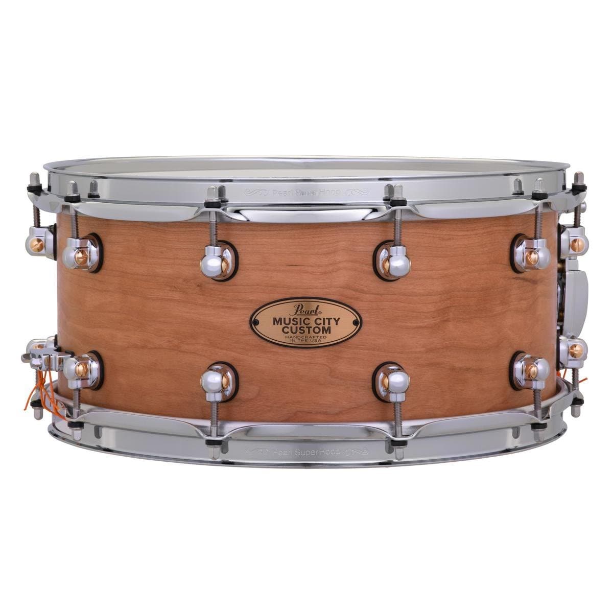 Pearl Music City Custom Solid Cherry 14x6.5 Snare Drum - Hand-Rubbed Natural