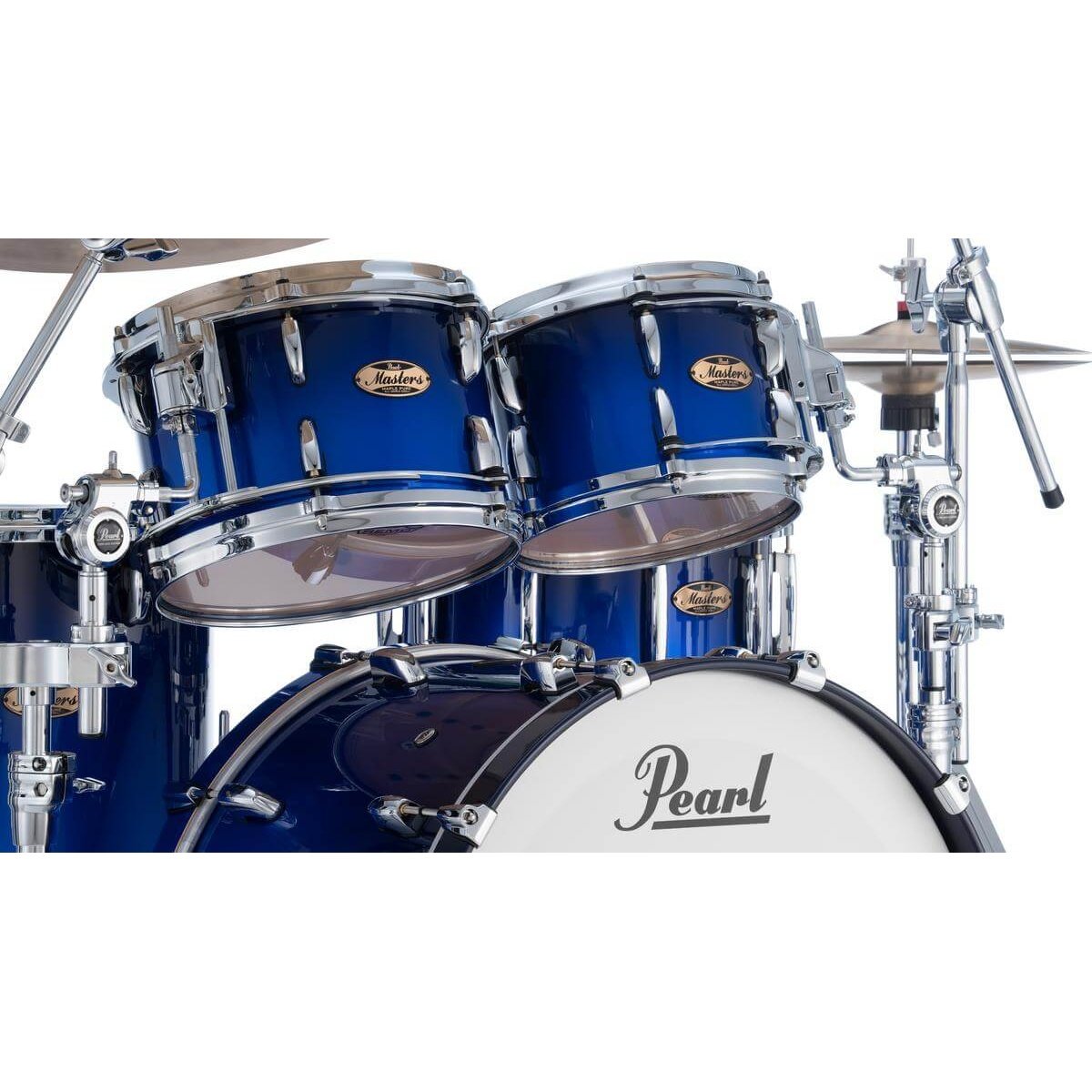 Pearl Masters Maple Pure 4pc Drum Set w/22x16BD w/L-Bracket R2 Mounts Kobalt Blue Fade Metallic