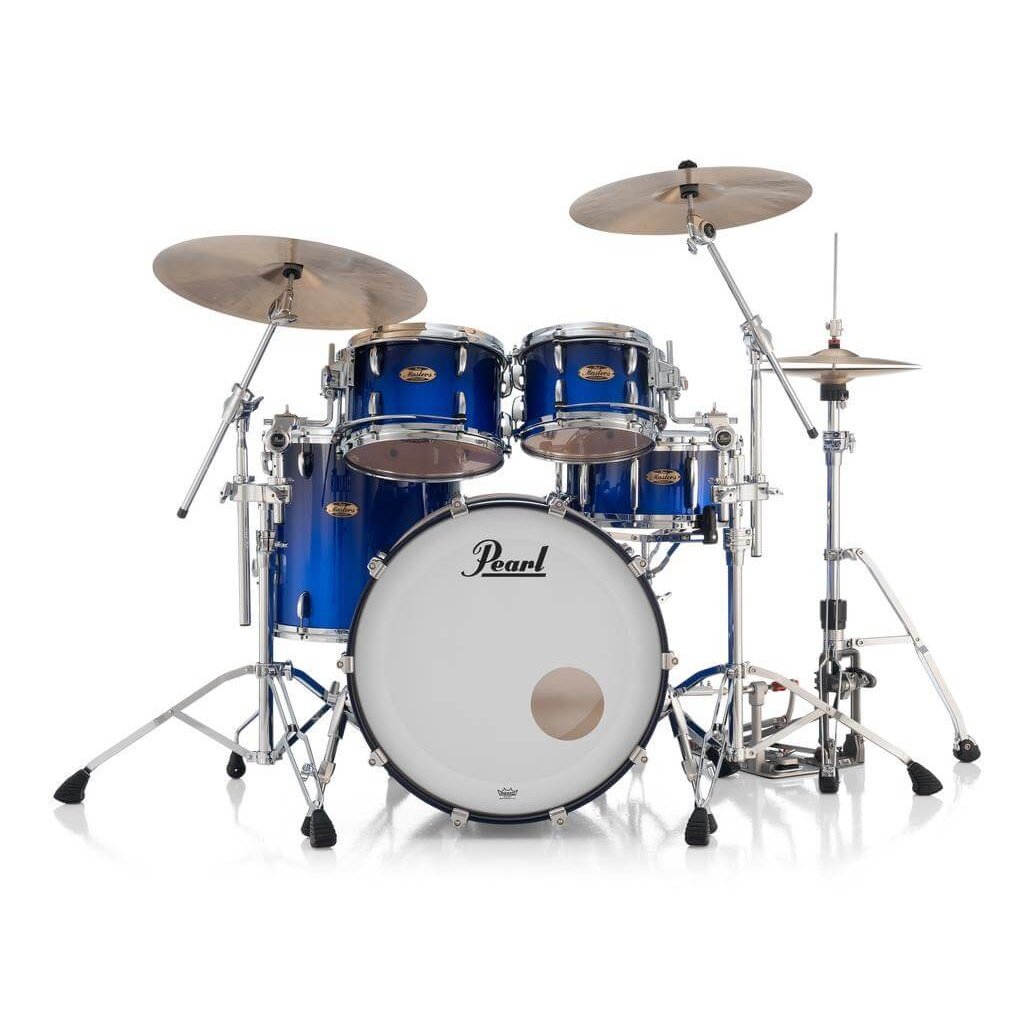 Pearl Masters Maple Pure 4pc Drum Set w/22x16BD w/L-Bracket R2 Mounts Kobalt Blue Fade Metallic