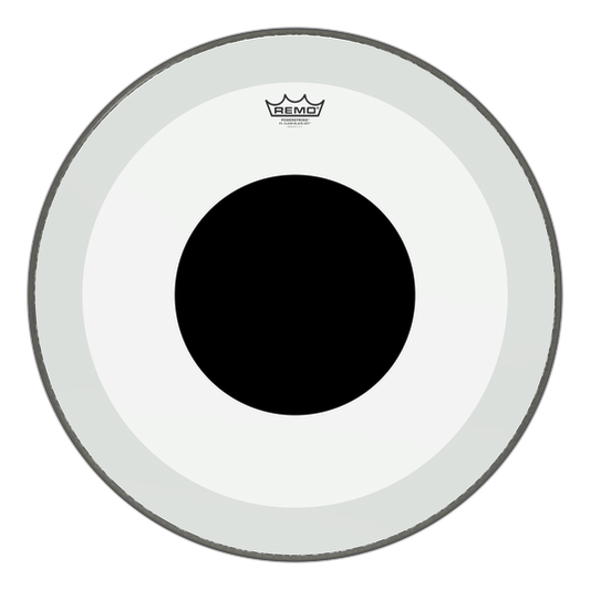 Remo Clear Powerstroke P3 22 Inch Bass Drum Head : Black Dot w/ No Stripe