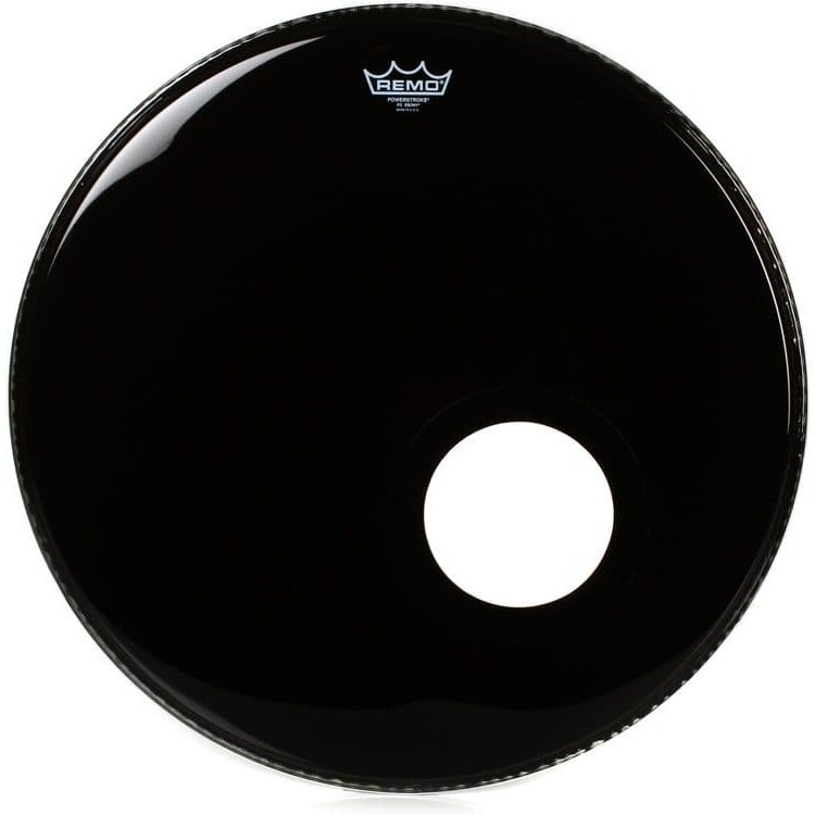 Remo Black Ambassador 24 Inch Bass Drum Head : 5 Black Dynamo Installed