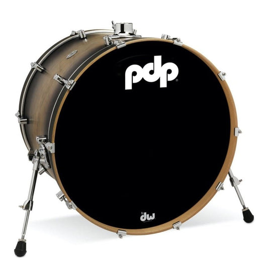 PDP Concept Series Maple Bass Drum, 18x24, Satin Charcoal Burst w/Chrome Hw