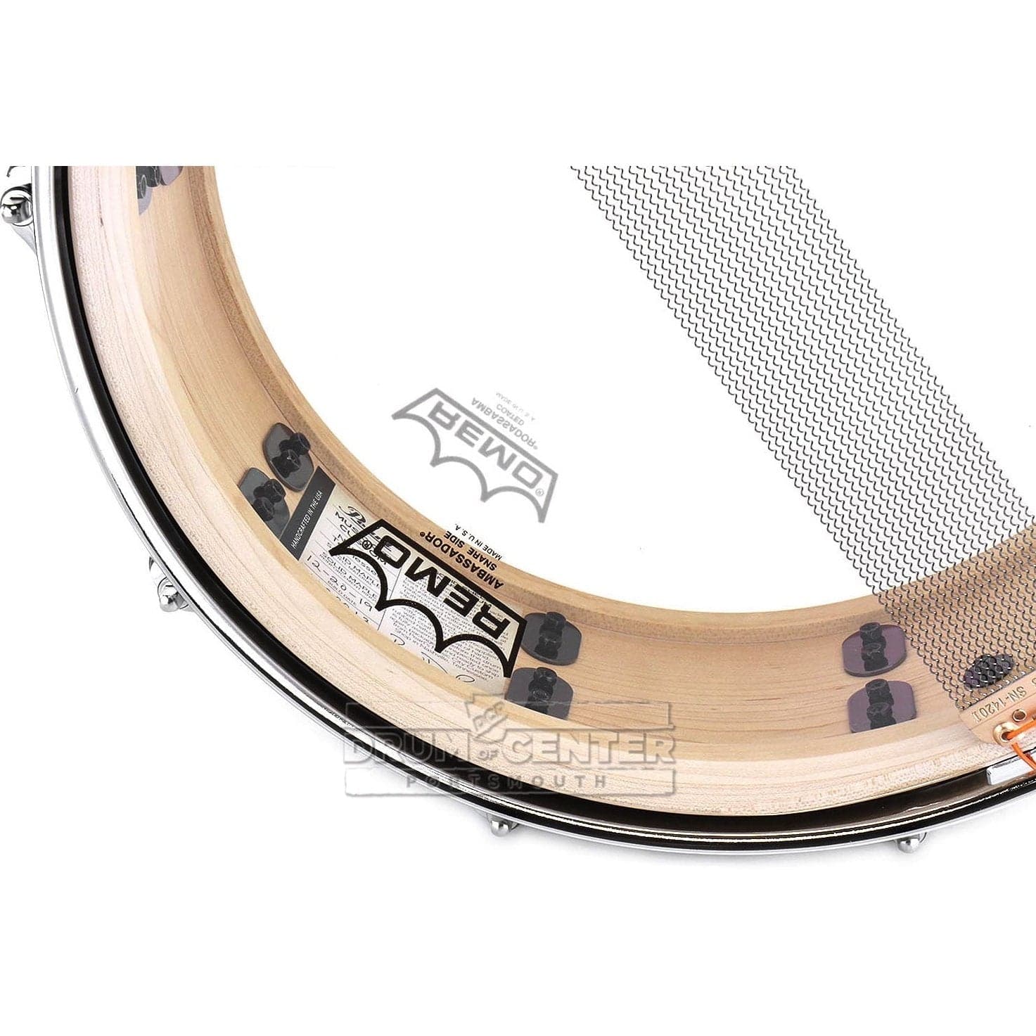 Pearl Music City Custom Solid Maple 14x5 Snare Drum - Natural With Marine Pearl Inlay