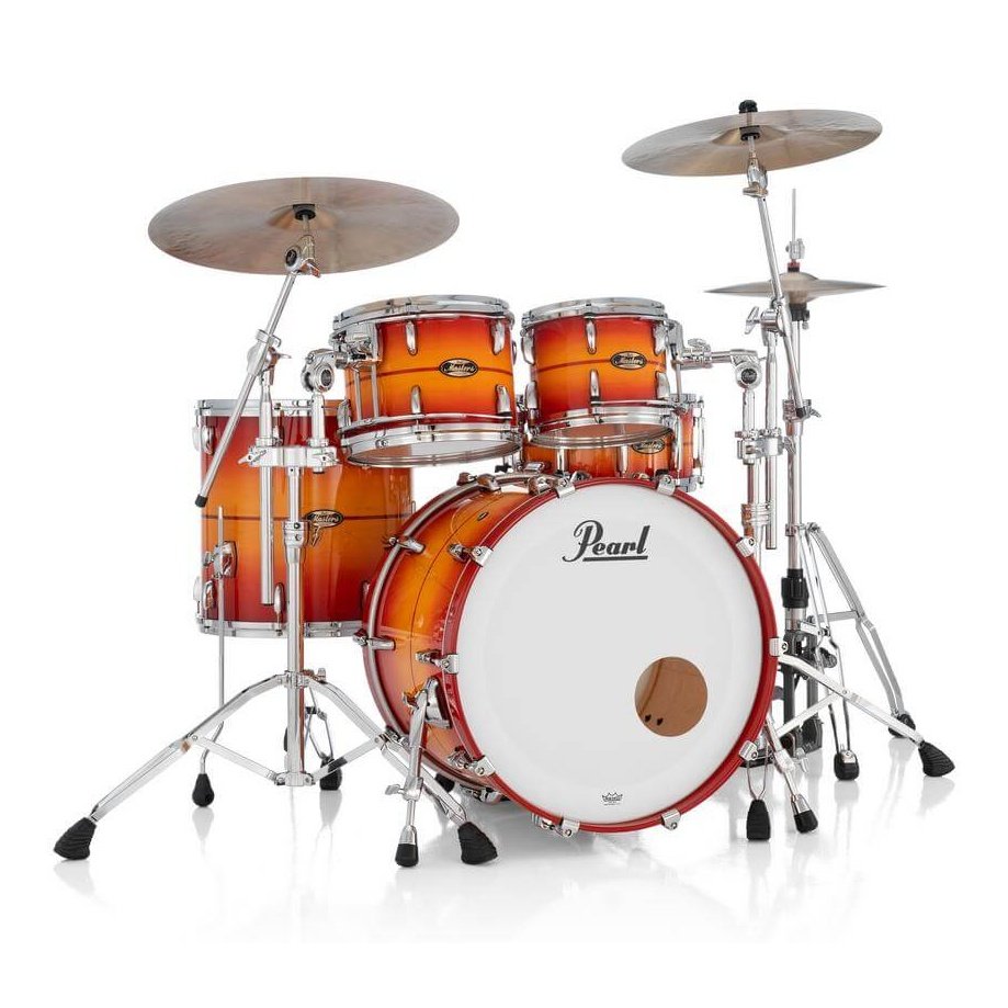 Pearl Masters Maple/Gum 4pc Drum Set w/22x18BD w/Standard R2 Mounts Sunburst Redstripe